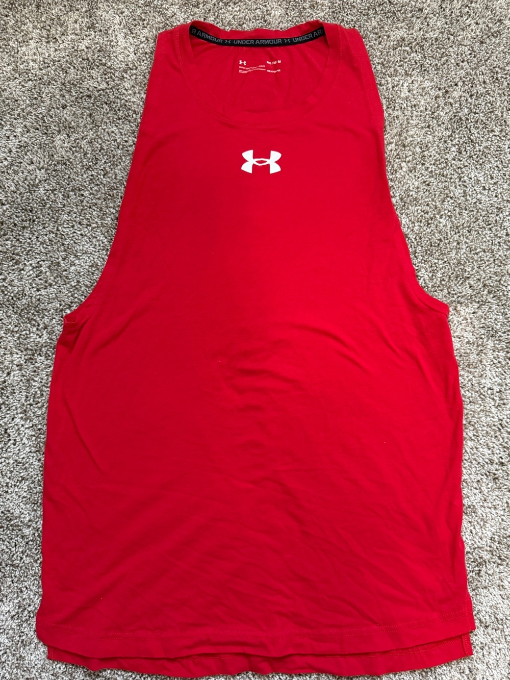 Under Armour Red Performance Tank with White Logo